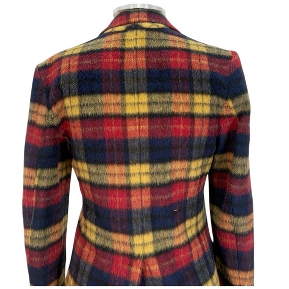 Vintage G.J. Forbes Tartan Plaid Faux Fur Blazer Jacket Size Small - Picture 7 of 12